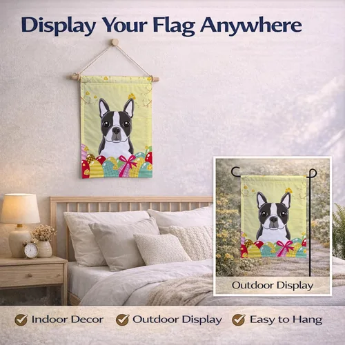 Vista 679 de Caroline's Treasures BB1923GF Bandera decorativa para jardín con diseño de Border Collie, para caza de huevos de Pascua, para jardín, jardín, patio