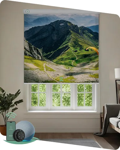 Vista 13 de Yoolax Persianas enrollables motorizadas con control remoto, persianas inteligentes impresas con imagen personalizada que funcionan con Alexa