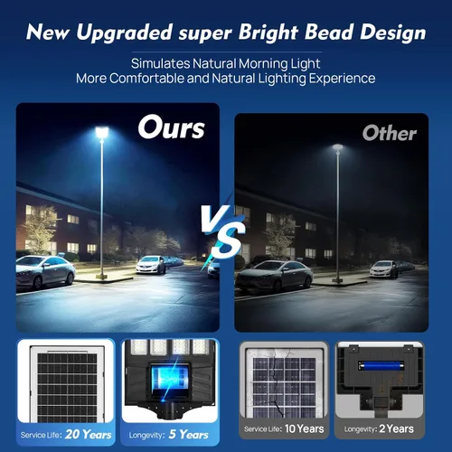 Vista 13 de Luces solares de inundación para exteriores, luz de calle con sensor de movimiento impermeable con control remoto, iluminación de seguridad