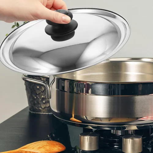 Vista 3 de Hemoton Tapa universal de 10.2 pulgadas (10.2 in) para olla, tapa de sartén de acero inoxidable, tapa de olla y sartén para cocina