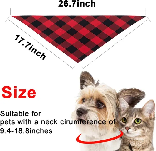 Vista 2 de Bandanas para perros – 2 piezas de bufanda clásica triangular a cuadros para perro, pajarita, juego de pañuelos lavables para perros pequeños a