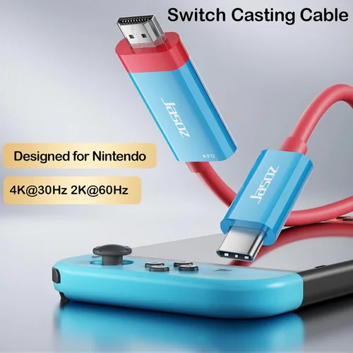 Vista 8 de KAGO Cable USB C a HDMI para Nintendo SwitchSwitch OLED, salida 4K HD de 6.6 ft6.6 pies, puerto de carga PD de 100 W, cable adaptador de TV