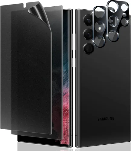 Vista 10 de LYWHL Paquete de 2 + 2 protectores de pantalla de privacidad para Samsung Galaxy S21 Ultra [compatible con identificación de huellas dactilares]