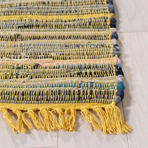 Vista 4 de Safavieh Rag Collection RAR127B - Alfombra de algodón tejida a mano, color azul y multicolor, Algodón, Amarillo/Multi