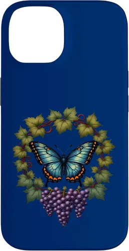 Vista 4 de Blue Winged Diana Fritillary Butterfly and Grape Vine Case for iPhone XR
