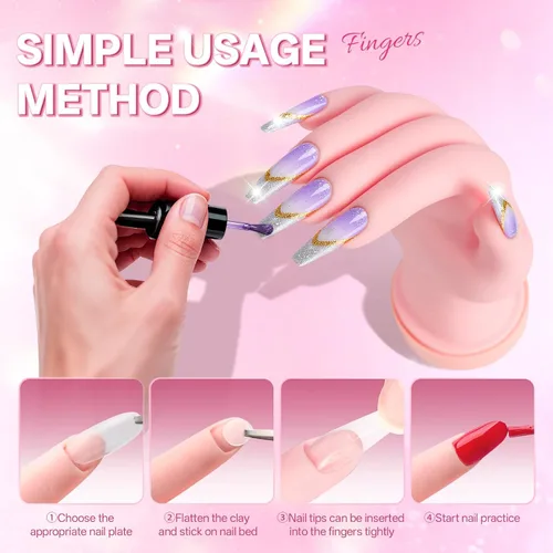 Vista 11 de Buqikma Mano de práctica de uñas para uñas acrílicas, mano de maniquí para práctica de uñas, flexible y flexible y flexible para práctica de uñas, 1