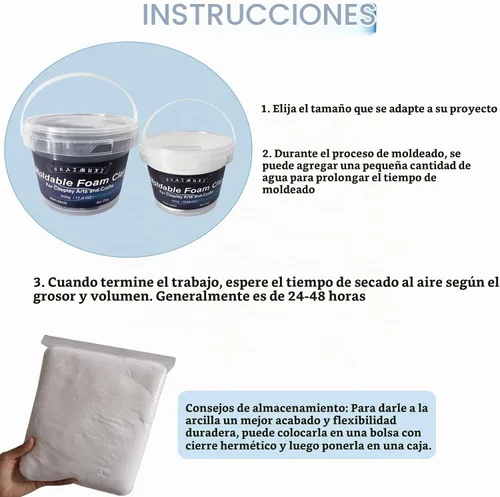 Vista 5 de Arcilla de Espuma para Cosplay Moldeable, Arcilla de Espuma Seca al Aire para Manualidades 500g (17.64 oz) Negro, Espuma Ligera para Esculpir