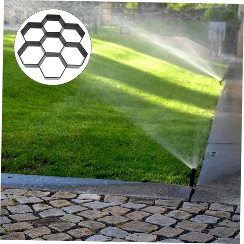 Vista 6 de MERRYHAPY Molde de plástico para pavimentar caminos de jardín, moldes reutilizables para pasarelas y patios, diseño irregular para fácil uso
