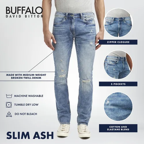 Vista 4 de Buffalo David Bitton pantalones vaqueros elásticos delgados para hombre