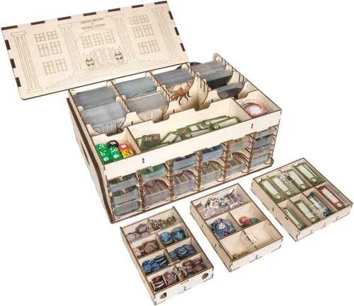 Vista 11 de The Broken Token Arkham Horror - Organizador de juegos compatible con 3ª edición, caja de almacenamiento de madera de abedul con bandejas