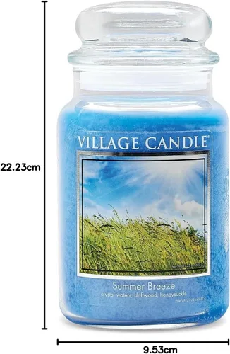Vista 5 de Village Candle Summer Breeze - Tarro grande de vidrio para boticario, vela perfumada, 21.25 onzas, azul
