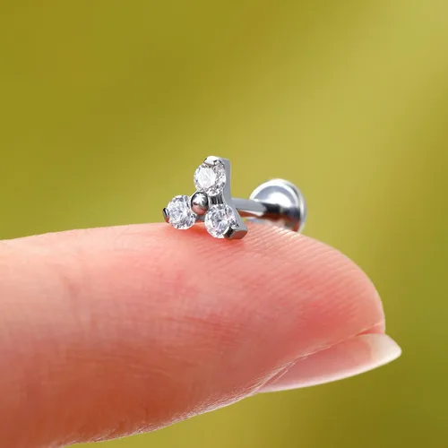 Vista 5 de Mooncrush Jewelry 16G G23 Solid Titanium Cartilage Earring Stud Internally Threaded Medusa Lip Ring Flat Back Tragus Helix Piercing Jewerly Surgical