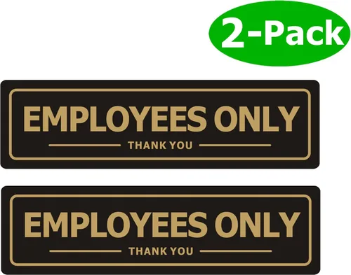 Vista 9 de Letrero de solo empleados, paquete de 2 letreros para puerta de oficina para pared de tiendas de negocios, metal de aluminio con fuerte autoadhesivo