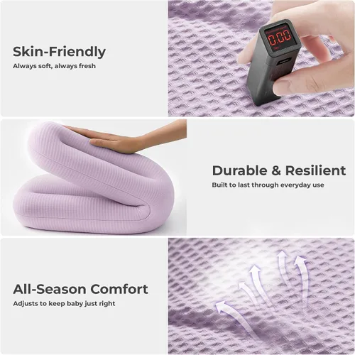 Vista 5 de Tumbona para bebé para recién nacido, tumbona infantil de 0 a 24 meses con funda para tumbona, tumbona ajustable para bebé, tela transpirable y Rosa