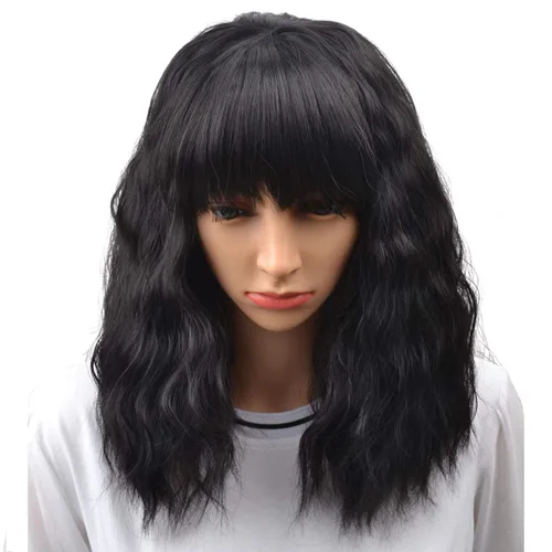 Vista 20 de BERON Pelucas cortas verdes para mujer, peluca rizada ondulada con flequillo para niñas, pelucas de cabello de color verde aguacate, peluca