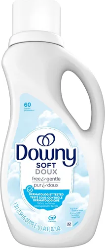 Vista 9 de Suavizante líquido para telas Downy Free & Gentle, 44 fl oz, 60 cargas, hipoalergénico, acondicionador de tela líquido apto para pieles sensibles