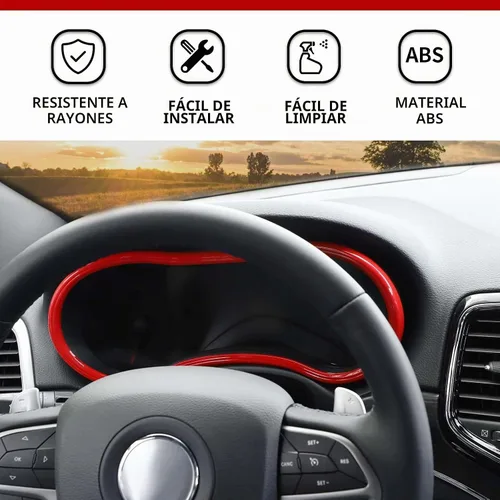 Vista 3 de Hoolcar Cubierta de bisel de tablero de control central para Jeep Grand Cherokee 2014-2021, accesorios interiores de ABS, color rojo