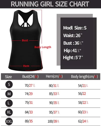 Vista 7 de RUNNING GIRL Camisetas sin mangas de yoga para mujer brasier integrado camisetas atléticas recortadas de talla grande Negro