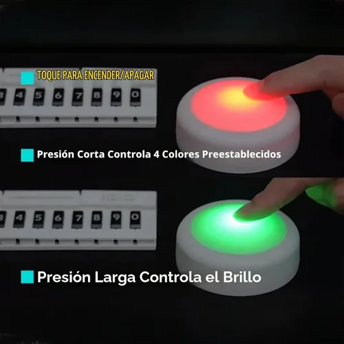 Vista 6 de Luces de botón con control remoto, iluminación de disco alimentadas por batería, luces de botón LED, luces LED de batería con control remoto, luces
