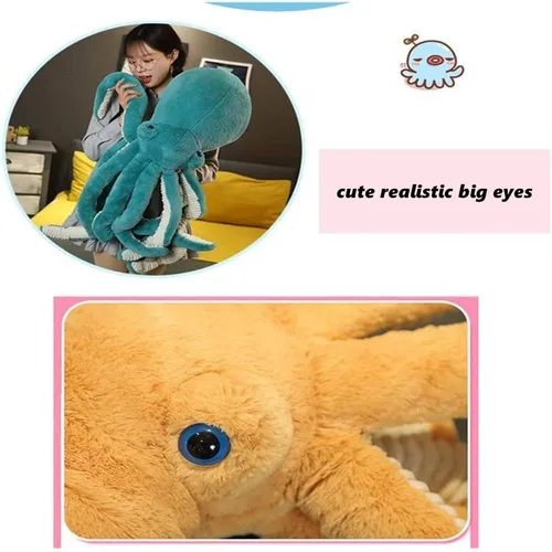 Vista 3 de XIYUAN Juguete de peluche de pulpo, pulpo, lindo muñeco de peluche de ojos grandes, pulpo, animales de peluche, animales marinos de peluche suave