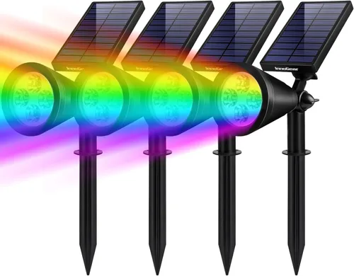 Vista 12 de InnoGear Focos solares, luces solares para exteriores, focos solares para bandera, poste de bandera, impermeable, iluminación de paisaje exterior