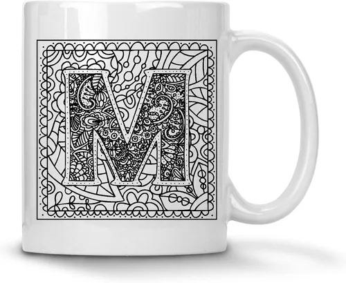 Vista 25 de Alankathy Mugs Taza de café monograma, 11 oz, color blanco (A)