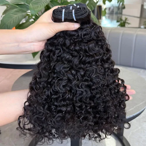 Vista 6 de Paquetes de cabello humano rizado birmano, paquetes de cabello virgen sin procesar, extensiones de cabello humano 16A, cabello humano rizado negro
