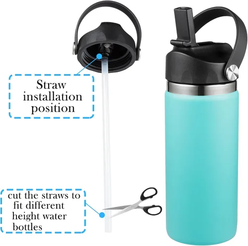 Vista 2 de Tapa de popote compatible con Hydro Flask de boca ancha de 12, 16, 18, 32, 40 onzas, tapas con popote para accesorios de botellas de agua, tapa