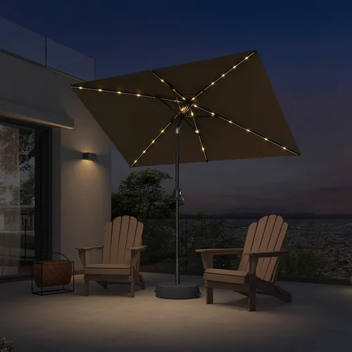 Vista 44 de PURPLE LEAF Sombrilla LED para patio y piscina, 5 x 8 pies, con base para Beige