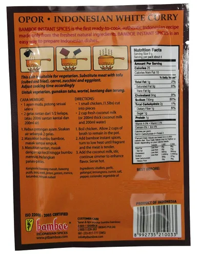 Vista 2 de Curry blanco Opor de bambú - Especias instantáneas indonesias - Paquete de 5
