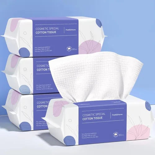 Vista 8 de PoeticEHome Toalla facial desechable Gruesa y absorbente Tejido facial limpio biodegradable Toallitas secas de algodón para limpieza facial