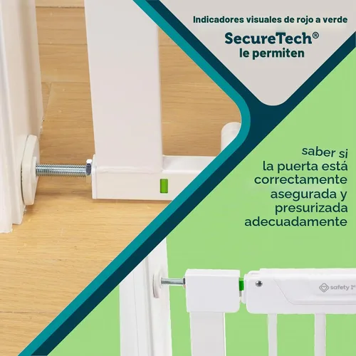 Vista 2 de Puertas de bebé montadas a presión Safety 1st para puertas con SecureTech, puerta de bebé con puerta, diseño apto para mascotas, sin perforación