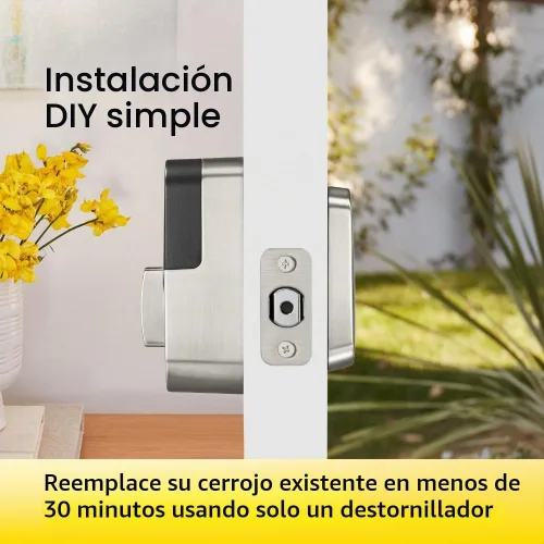 Vista 6 de Yale Assure Lock 2 Touch Deadbolt, Cerradura de puerta de entrada sin llave de ante negro con teclado digital táctil y escáner de huellas