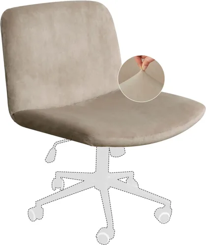 Vista 12 de NICEEC Funda para silla cruzada sin brazos, para oficina, dormitorio, escritorio, tocador, computadora, respaldo medio, asiento ancho sin protector