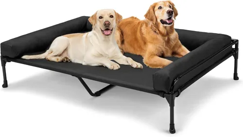 Vista 14 de Veehoo Cama Elevada para Perros - Cama Cot Refrescante para Exteriores para Perros de Tamaño Mediano con Cerca de Tres Lados, Cuna Elevada