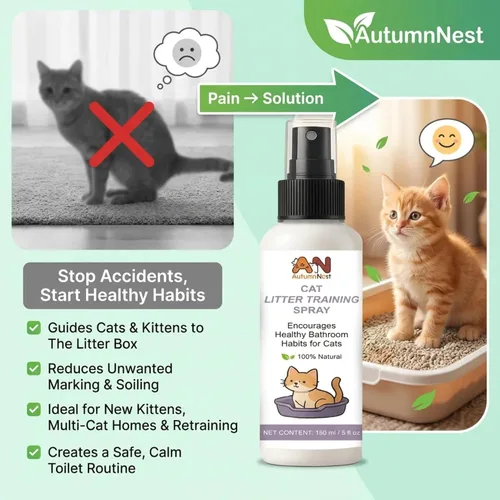 Vista 4 de Spray de entrenamiento de arena para gatos, paquete de 2 (10.1 onzas líquidas en total) – 5.1 fl oz cada atractor natural para gatos y gatitos