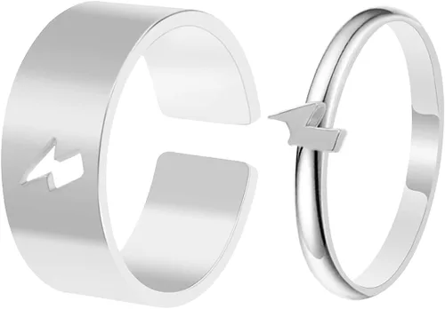 Vista 4 de COLORFUL BLING Juego de anillos apilables de nudillos de mariposa, diseño de dinosaurio, ajustable para él y ella, amistad, mejores amigos, promesa