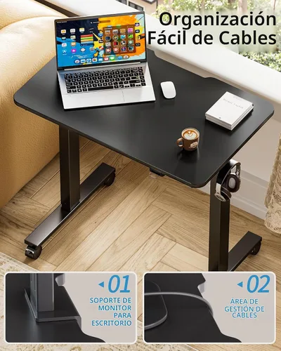 Vista 8 de Okin Escritorio Eléctrico de Pie de 31.5x19.7 Pulgadas Escritorio Pequeño para Computadora - Escritorio de Pie de Pieza Completa con Ruedas Gaming
