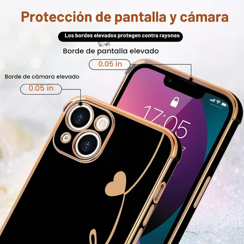 Vista 4 de LCHULLE Funda para iPhone 13 para mujeres y niñas, lindo corazón de amor Negro