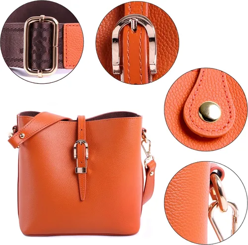 Vista 5 de Montana West Cuero auténtico oculto llevar bolsos y bolsos para las mujeres Handgun Crossbody bolsa, marrón