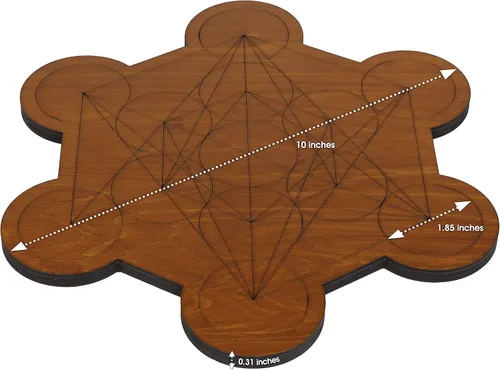 Vista 2 de Tablero de rejilla de cristal para piedras, cubo de Metatrón de 10 pulgadas de diámetro, tablero de geometría sagrada, amplifica el poder de tus