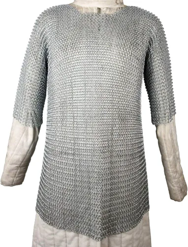 Vista 5 de Camisa larga medieval renacentista Haubergeon réplica guerrero Chainmail Armor XL
