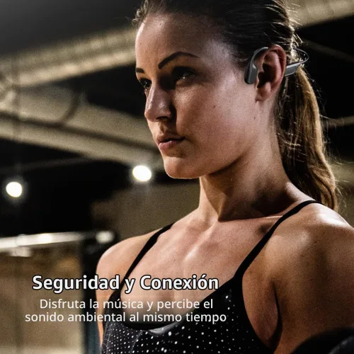 Vista 6 de SA04 - Auriculares deportivos inalámbricos Bluetooth ligeros de conducción ósea negra, con micrófonos, resistentes al sudor, impermeables