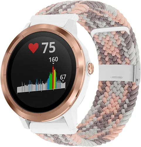Vista 8 de Abanen Correa de reloj elástica trenzada para Garmin Vivoactive 6/5/Venu Sq/Venu 2 Plus, 0.787 pulgadas, correa de nailon elástico suave con cierre