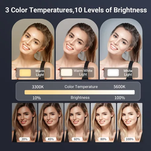 Vista 4 de APEXEL Kit de iluminación de video fotográfico, luces LED regulables de 5600 K USB para grabación de video con soporte de trípode ajustable
