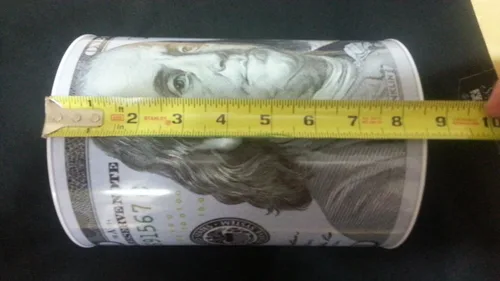 Vista 5 de 100 dólar billete estaño banco de dinero JUMBO, billete de banco caja de dinero de metal de estaño 100$ billete caja de dinero de dólar, 8.5' alto x