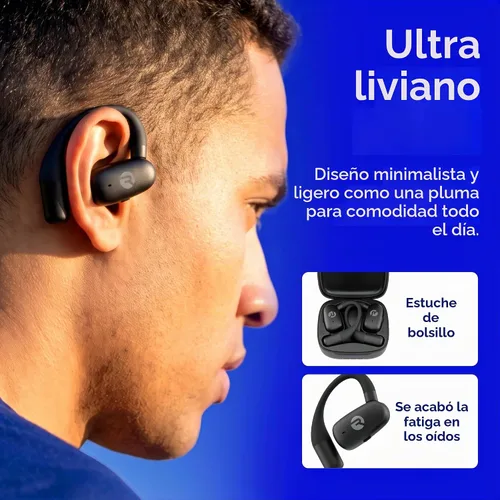 Vista 2 de Raycon Everyday - Auriculares de oreja abierta, doble micrófono, 40H, color Negro