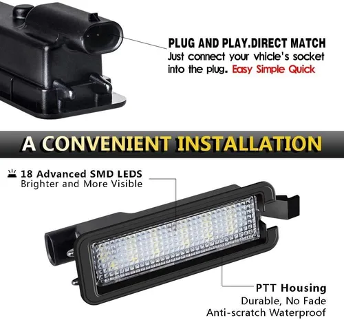 Vista 5 de Conjunto de lámpara LED para placa de matrícula para Dodge Charger Challenger Chrysler 300 Pacifica Jeep Compass 6000K Dimond White 2015-2019