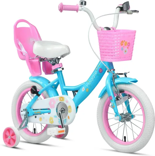 Vista 9 de Glerc Maggie Girls Bike, 12-20 Inch Kids Bike for 2-13 Years Old Children, Princess Style Kids Bicycle with Doll-Seat & Basket & Training Wheels