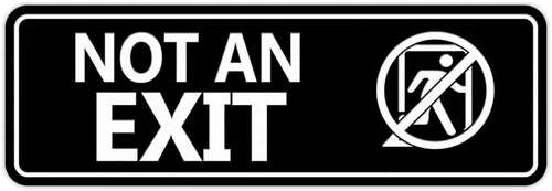 Vista 17 de Letrero estándar NOT an EXIT (Stick Man) (negro/oro), tamaño pequeño